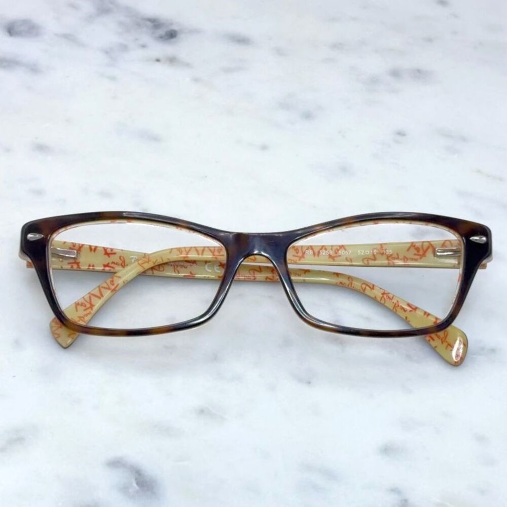Ray-Ban RB5256 Eyeglasses 5057 Logo Print Tortoise Shell 52-16-135 FRAMES ONLY